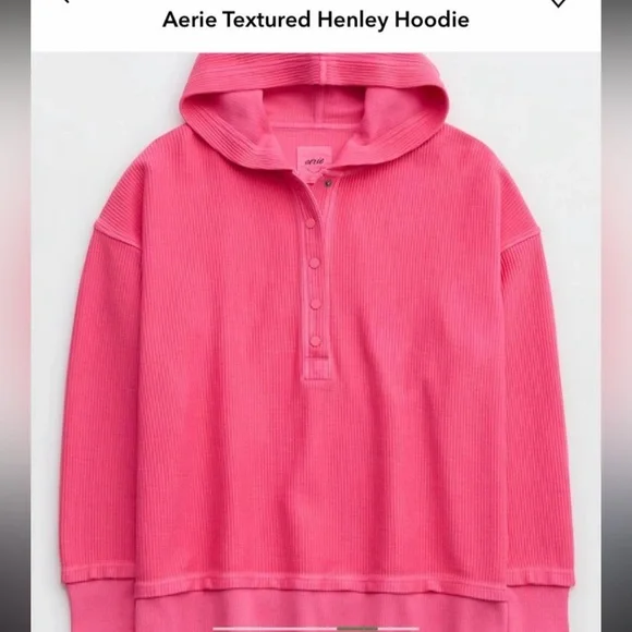 Aerie textured Henley hoodie pullover snap Medium NWOT - Picture 2 of 8